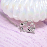 Paw Necklace for Women – Sterling Silver Heart Pendant with Paw Print and Zirconia