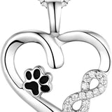 Necklace with Paw Print & Heart with Infinity Pendant