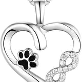 Necklace with Paw Print & Heart with Infinity Pendant