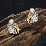 Sweet Two-Tone Hugging Earrings in Silver & Gold