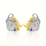 Sweet Two-Tone Hugging Earrings in Silver & Gold