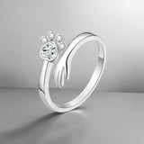 Adjustable Paw Ring Made of Sterling Silver – Hand-in-Paw Design