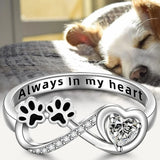 Paw Print Ring with Zirconia Heart & Infinity Symbol