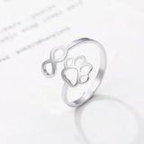 Adjustable Stainless Steel Infinity Paw Ring – Symbolic Partner Ring for Women