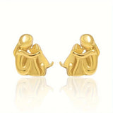 Sweet Two-Tone Hugging Earrings in Silver & Gold