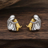 Sweet Two-Tone Hugging Earrings in Silver & Gold
